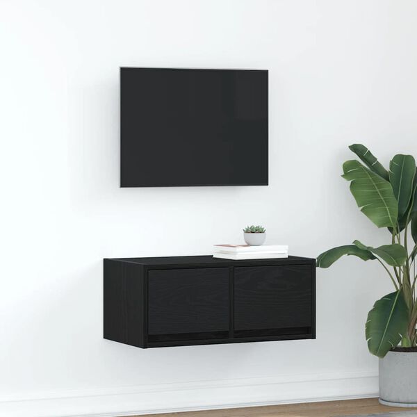 vidaXL TV Cabinet Black Oak 60x31x25.5 cm Engineered Wood