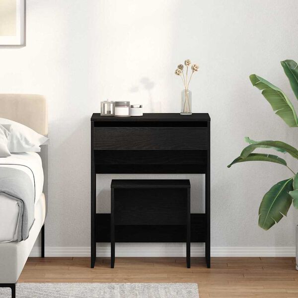 vidaXL Dressing Table Black oak 60 x 40 x 75 cm Engineered wood