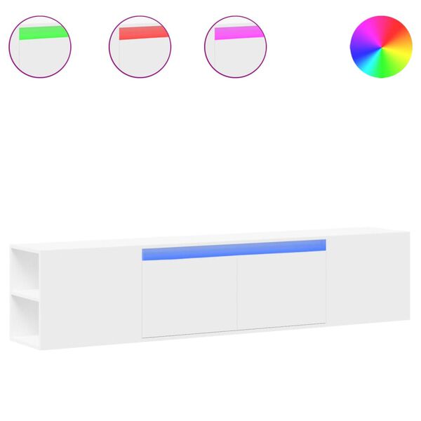 vidaXL TV Wall Cabinet with LED White 180x31x39.5 cm