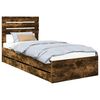 vidaXL Bed Frame with Drawer Smoked Oak 75 x 190 cm Engineer Wood