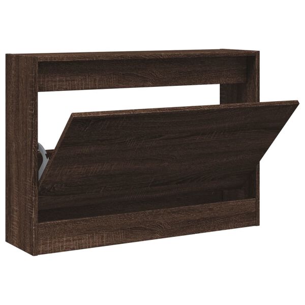 vidaXL Shoe Cabinet Brown Oak 80x21x57 cm Engineered Wood