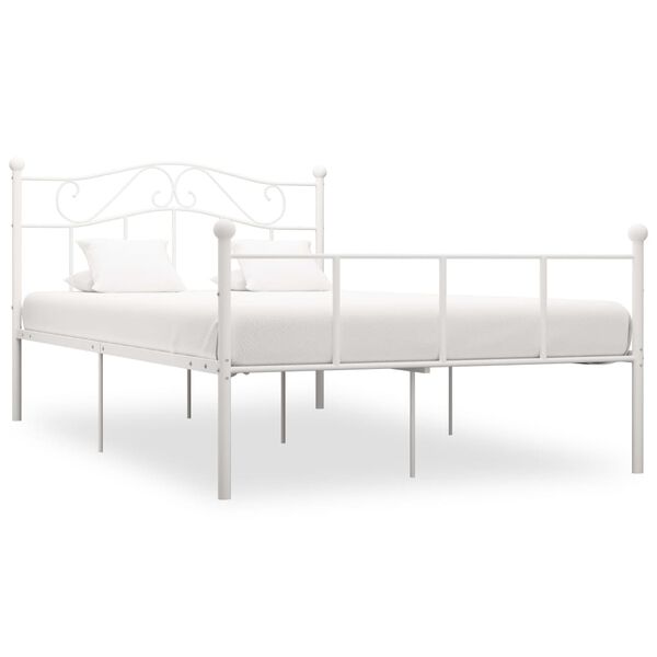 vidaXL Bed Frame without Mattress White Metal 120x200 cm