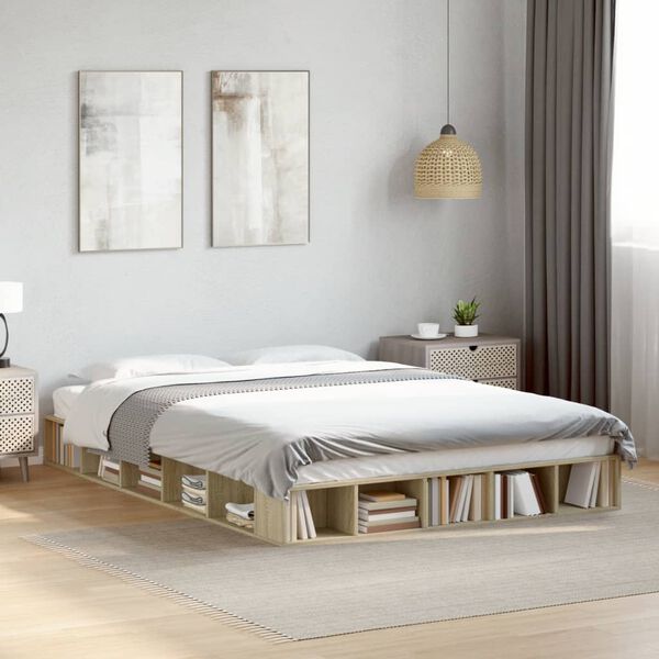 vidaXL Bed Frame without Mattress Sonoma Oak 150x200 cm King Size
