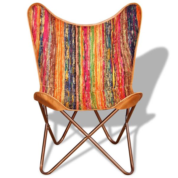 vidaXL Butterfly Chairs 2 pcs Multicolour Chindi Fabric