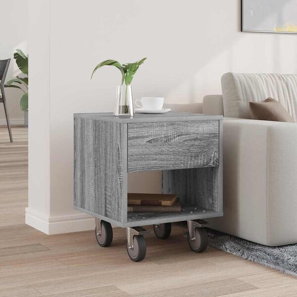 vidaXL Bedside Table Grey Sonoma 40.5 x 40 x 48 cm Engineered Wood
