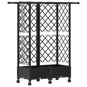 vidaXL Raised Bed with Trellis and Roof Black 124 x 40 x 127 cm PP