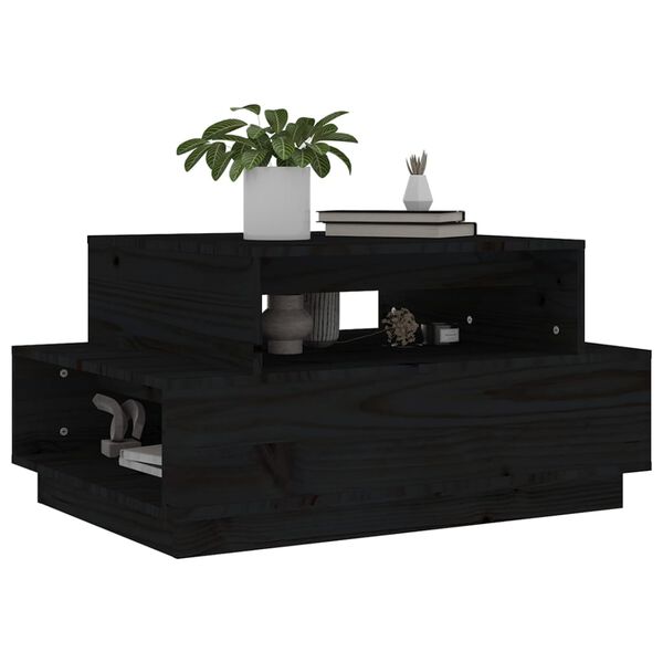 vidaXL Coffee Table Black 80x55x40.5 cm Solid Wood Pine