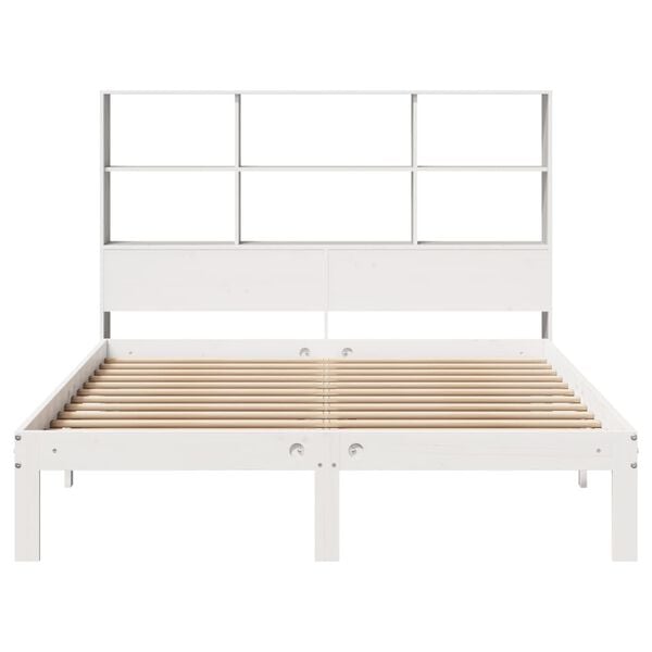 vidaXL Bookcase Bed without Mattress White 120x190 cm Small Double Solid Wood Pine