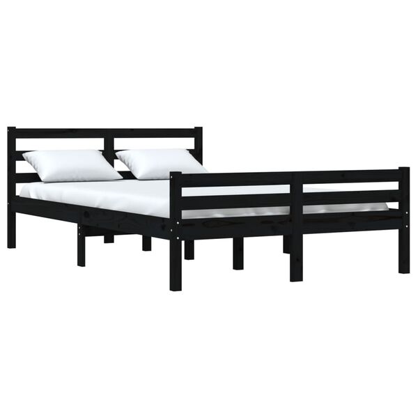 vidaXL Bed Frame without Mattress Black Solid Wood 140x190 cm
