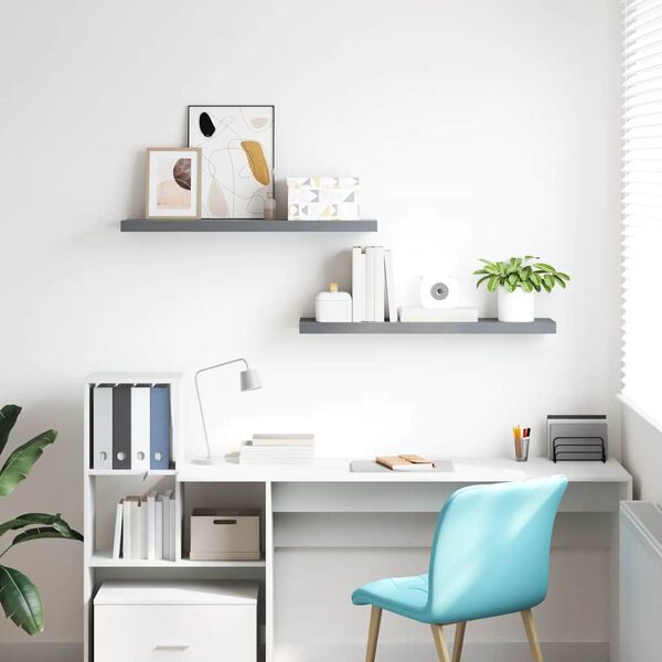 vidaXL Floating Wall Shelves 2 pcs Grey 120x23.5x3.8 cm MDF