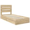 vidaXL Storage Bed with Drawer Sonoma Oak 90 x 190 cm Engineered Wood