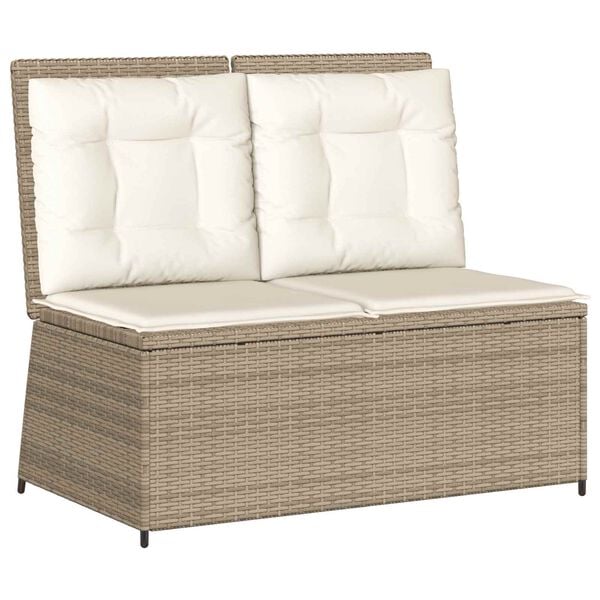 vidaXL Garden Bench Beige Poly Rattan