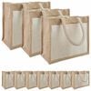 vidaXL Jute Handbags with Pocket 10 Natural and White 26 x 22 x 14 cm