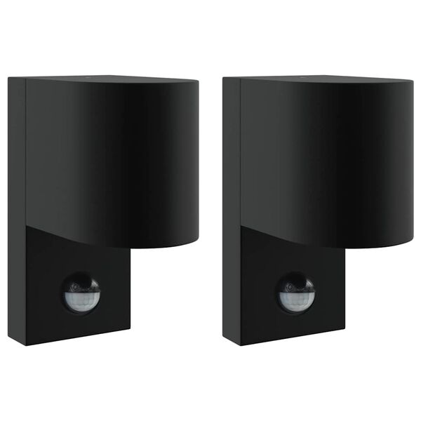 vidaXL Outdoor Wall Lights 2 pcs Black 12 x 7 x 15 cm Stainless steel