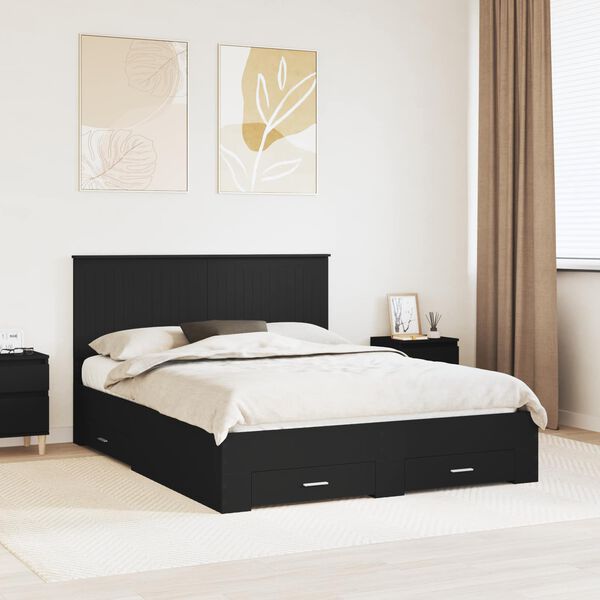 vidaXL Bed Frame Black and Silver 150 x 200 cm Engineered Wood