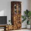 vidaXL Highboard with Door Smoked Oak 60 x 35 x 182 cm Engineered Wood