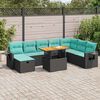 vidaXL 9 Piece Garden Sofa Set with Cushions Black Poly Rattan Acacia
