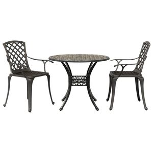 vidaXL 3 Piece Bistro Set Bronze Cast Aluminium