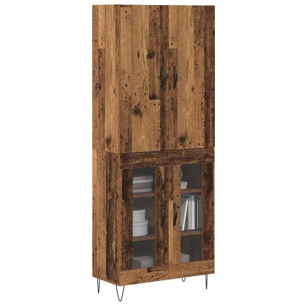 vidaXL Highboard 2 pcs Old Wood Engineered Wood and Glass