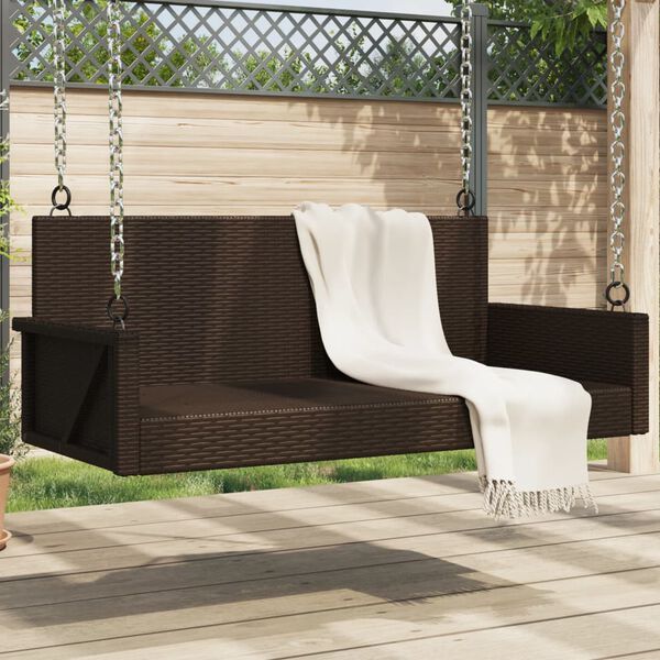 vidaXL Swing Bench Brown 119x56x48 cm Poly Rattan