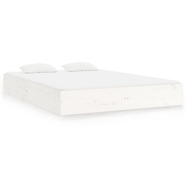 vidaXL Bed Frame without Mattress White Solid Wood 150x200 cm King Size King Size