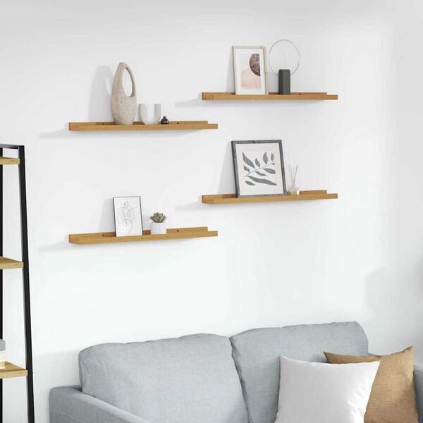 vidaXL Wall Shelf with Shelf 4 pcs Beige 60 x 9 x 3 cm Engineered Wood