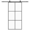 vidaXL Sliding Door with Hardware Set Black 102x205 cm ESG Glass