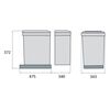eyckhaus Rolling Selective Waste Collector Rectangular 1x16 L + 2x7.5 L Grey