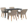 vidaXL Garden Dining Set with Cushion 5 pcs Light Grey Poly Rattan