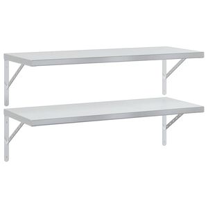 vidaXL Wall Shelves 2 pcs 100x40 cm Silver Stainless Steel