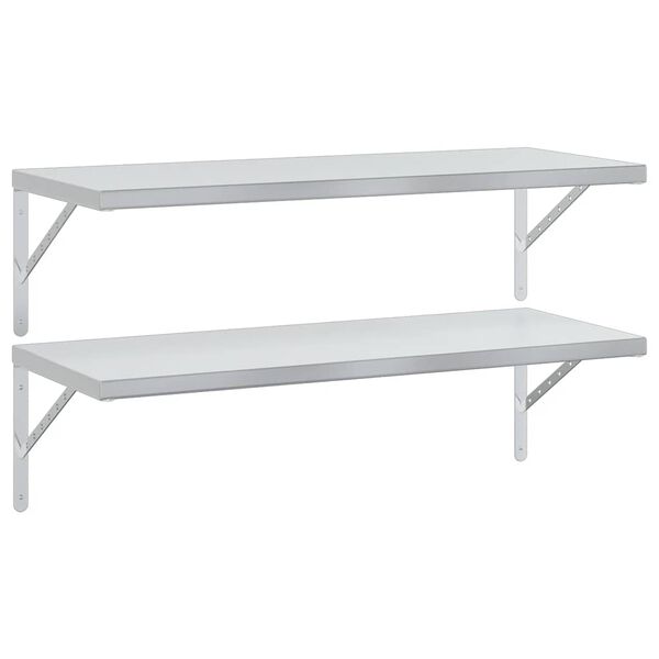 vidaXL Wall Shelves 2 pcs 100x40 cm Silver Stainless Steel