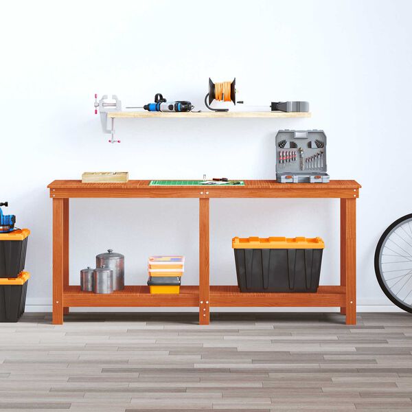 vidaXL Work Bench Wax Brown 180 x 50 x 80 cm Solid Pine Wood
