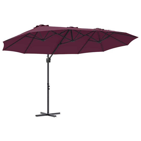 vidaXL Garden Cantilever Parasol Bordeaux red 372 x 198 x 243 cm