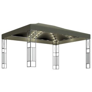 vidaXL Gazebo with LED String Lights 3x4 m Taupe Fabric