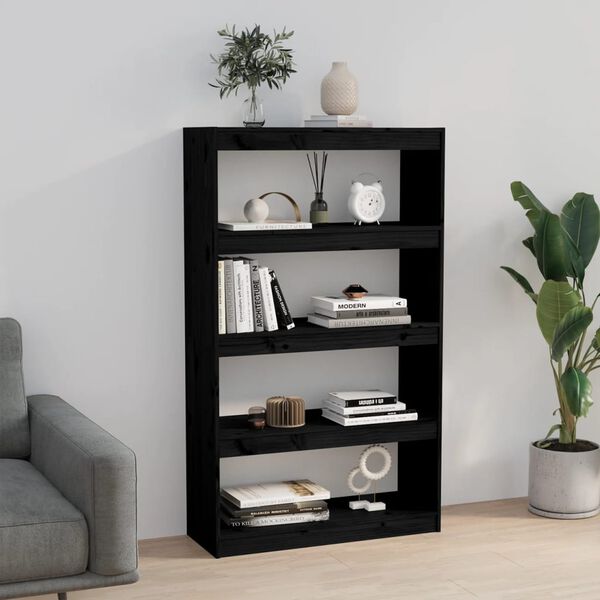 vidaXL Book Cabinet/Room Divider Black 80x30x135.5 cm Solid Wood Pine