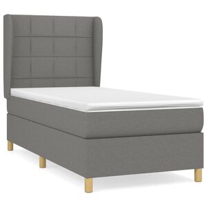 vidaXL Box Spring Bed with Mattress Dark Grey 80x200 cm Fabric
