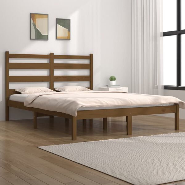 vidaXL Bed Frame without Mattress Honey Brown Solid Wood 200x200 cm (810040+818443)