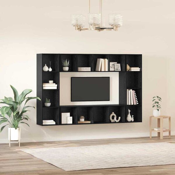 vidaXL TV Cabinet Set 4 pcs Black 37 x 37 x 142.5 cm Engineered Wood