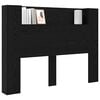 vidaXL Headboard Cabinet with LED Black Oak 140 x 16.5 x 103.5 cm
