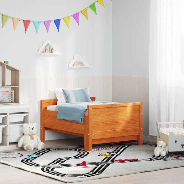 vidaXL Bed Frame with Headboard Wax Brown 80 x 200 cm Engineered Wood