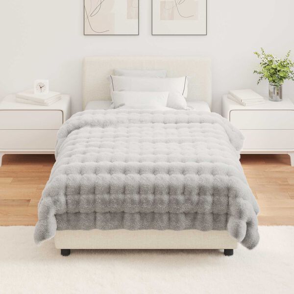 vidaXL Faux Rabbit Fur Blanket Olite Grey 130 x 150 cm Polyester