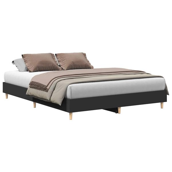 vidaXL Bed Frame No Mattress Black 140x200 cm Engineered Wood