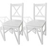 vidaXL Dining Chair | Set of 2 | White | Solid Pine Wood | 83.5 cm tall