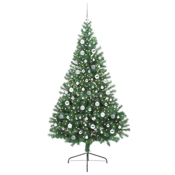 vidaXL Artificial Pre-lit Christmas Tree Green 210 cm PVC