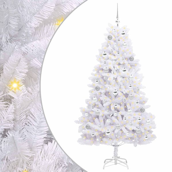 vidaXL Artificial Hinged Christmas Tree White 180 cm PVC and Steel