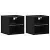 vidaXL LED Wall Bedside Cabinet with Black Engineered Wood