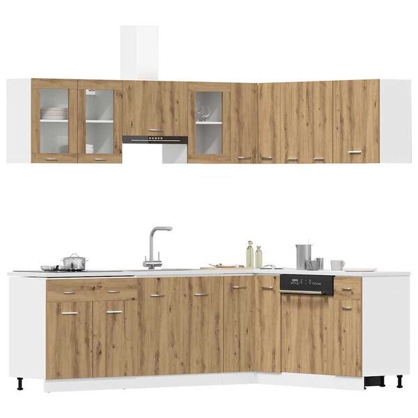 vidaXL 11 Piece Kitchen Cabinet Set Lyon Artisan Oak Engineered Wood