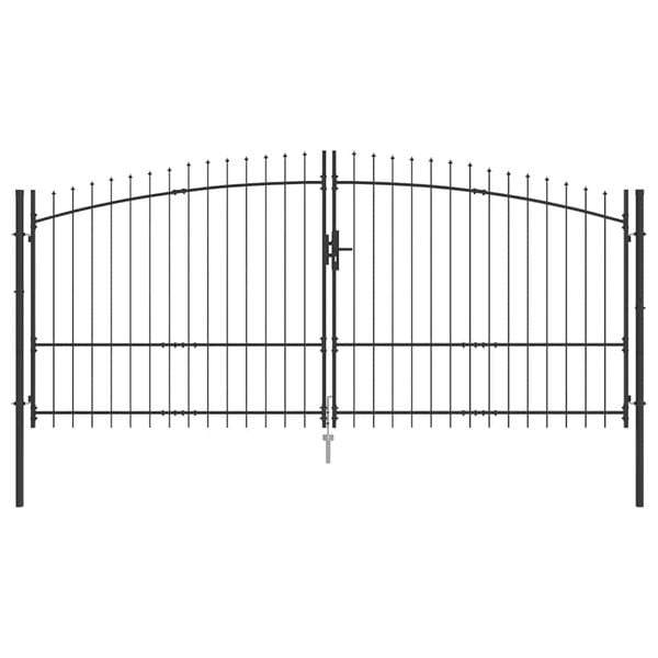 vidaXL Double Gate with Lock Grey 400 x 224.5 cm Steel