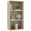 vidaXL 3-Tier Book Cabinet White and Sonoma Oak 60x30x114 cm Engineered Wood