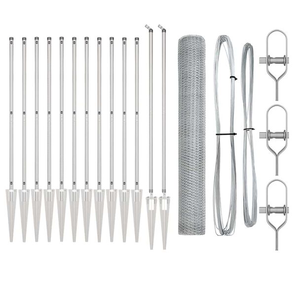 vidaXL Fence Post Silver 25 x 1.2 m (13 mm mesh) Steel